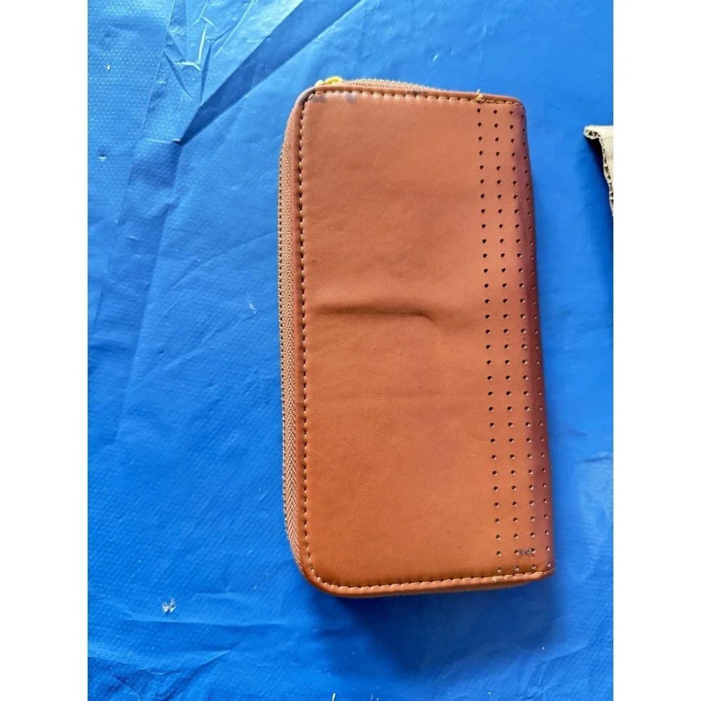Coach Orange Zip Around Wallet Leather Organizer